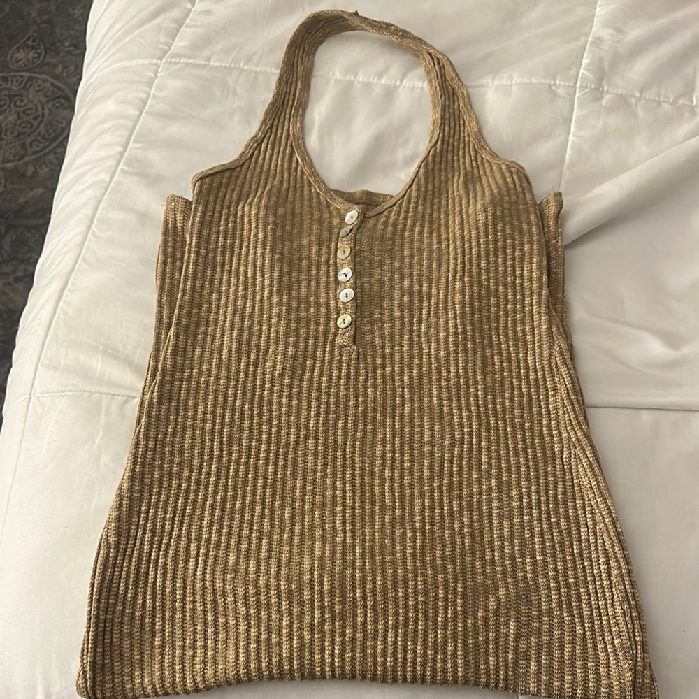 Brown Ribbed Women's Top